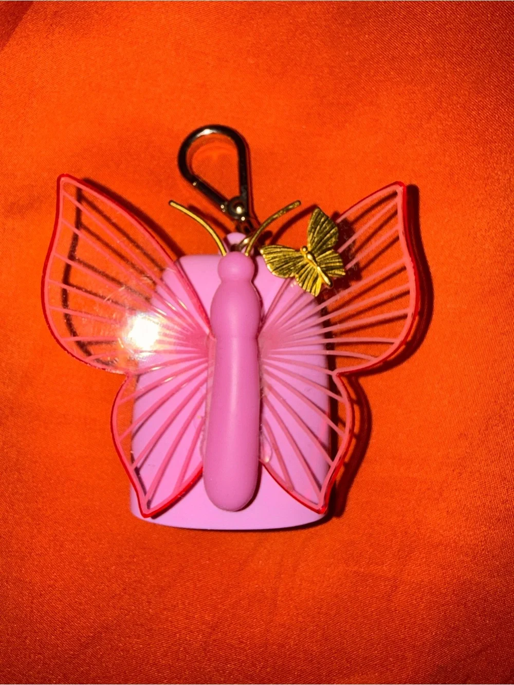 Pink Butterfly Hand Sanitizer Holder